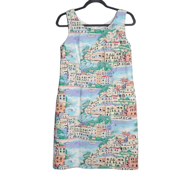 Talbots Dresses & Skirts - Talbots petites printed sheath dress sleeveless white boats nautical 6P